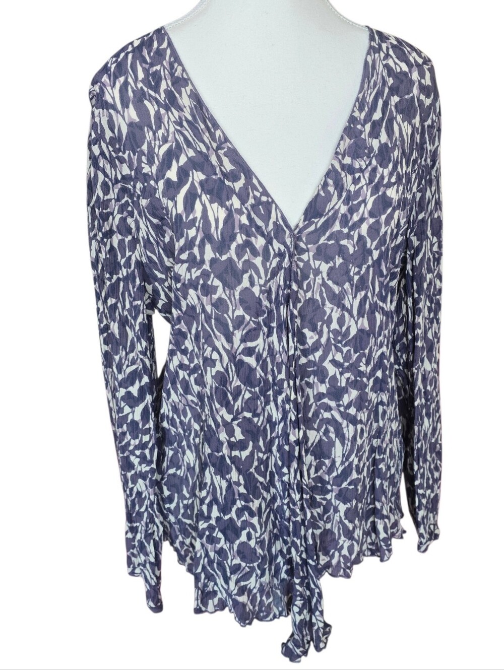 J JILL COQUETTE BOHO TEXTURED CREPE LONG SLEEVE BLOUSE SIZE LARGE See Notes*